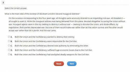 Select the correct answer.

What is the main idea of this excerpt of Abraham Lincoln’s Second Inau