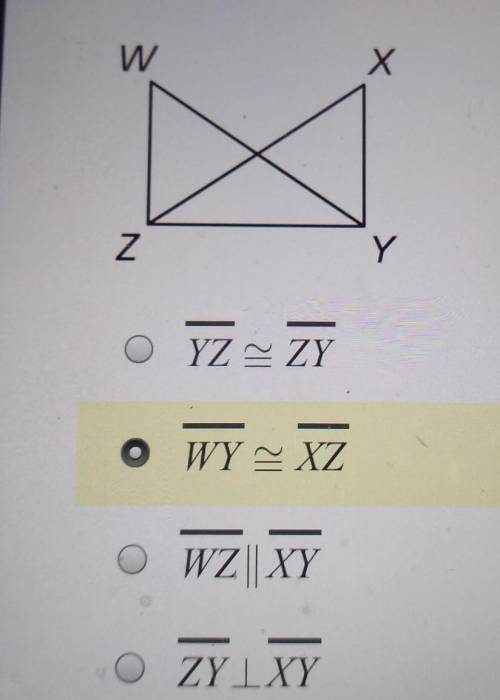 You are given that angle YZW and asked ZYX are right angles. What additional piece of information a
