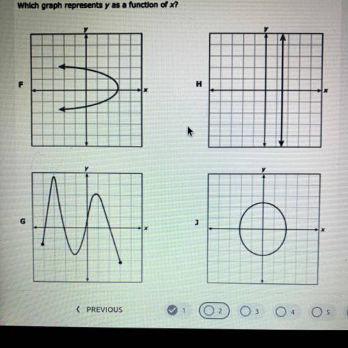 HELP PLS IM BEING TIMED 
Which graph represents y as a function of x?