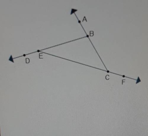 Which statements regarding the diagram Triangle EBC are true? Select three options

•Angle BEC is