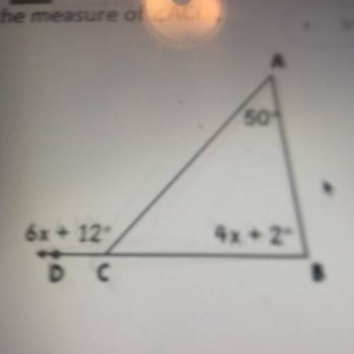 HELPP 
Find the measure t of
If you can see the blurred part it’s 4x+2 and a 50