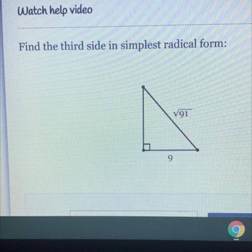 Find the third side in simplest radical form.