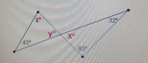 What is the value of x? of y? of z? Enter only the number in the boxes below.