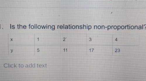 Is the following relationship non-proportional? or proportional? (please give me an explanation!!)