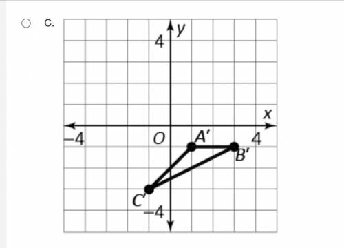 Suppose the equation of line t is y = x. Which shows the graph of ΔA'B'C' for Rt?