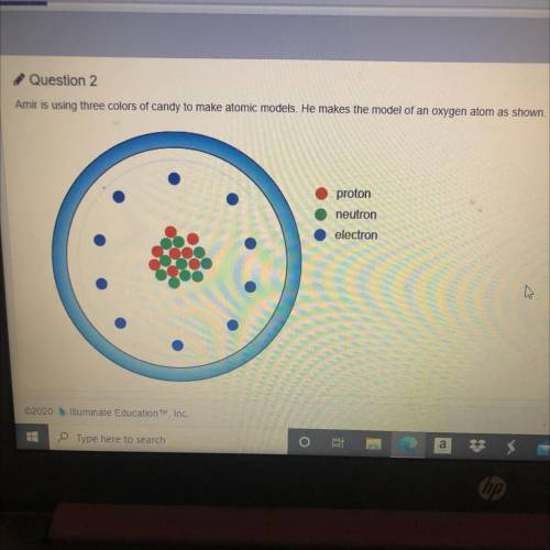 Amir wants to change this model to represent a different isotope of oxygen How could he make this c