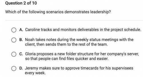 Which of the following scenarios demonstrates leadreship?