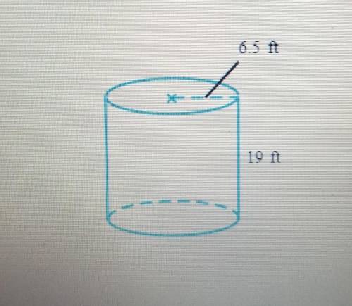 The radius of a cylindrical water tank is 6.5 ft, and its height is 19 ft. What is the volume of th