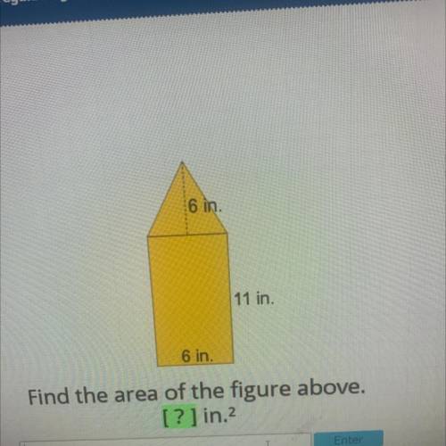 6 in.
11 in.
6 in.
Find the area of the figure above.
[?] in.2
