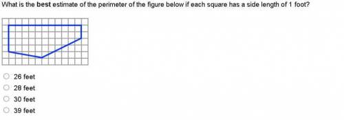 What is the best estimate of the perimeter of the figure below if each square has a side length of