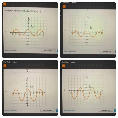 Which graph represents the function h(x)=2sin(x+pi/2)-1 ?