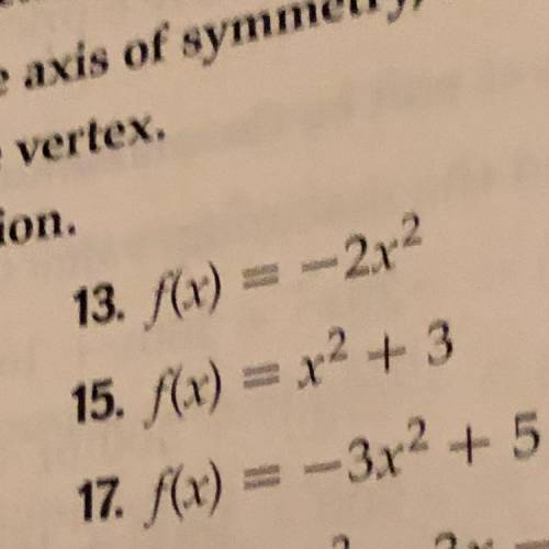 Find the Y intercept, the equation of the axis of symmetry, and the x-coordinate of the vertex.

1
