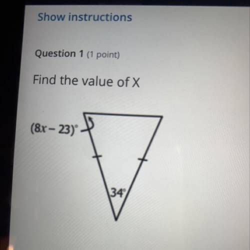 Find the value of x
(8x - 23)
34
