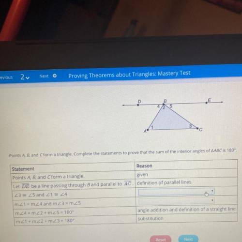 HURRY PLEASE 35 POINTS

Points A, B, and C form a triangle. Complete the statements to prove that