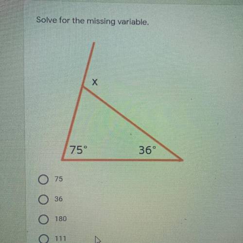 Solve for the missing variable. x = ?