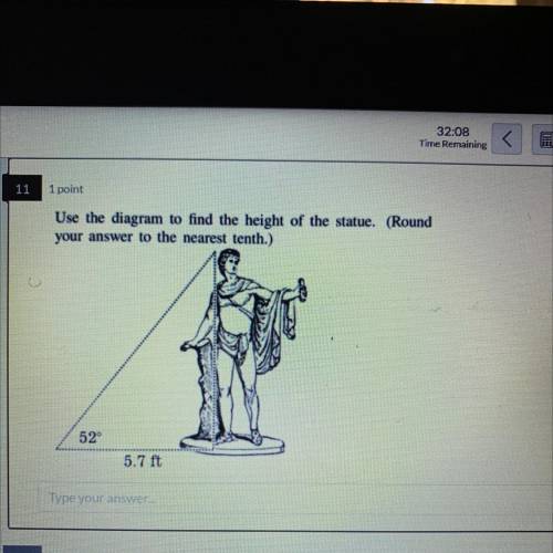 Use the diagram to find the height of statue.round to the nearest tenth