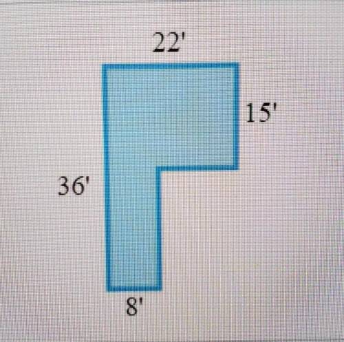 Find the area of the figure given to the right. Round to the nearest whole number. 22 15 36 S The a