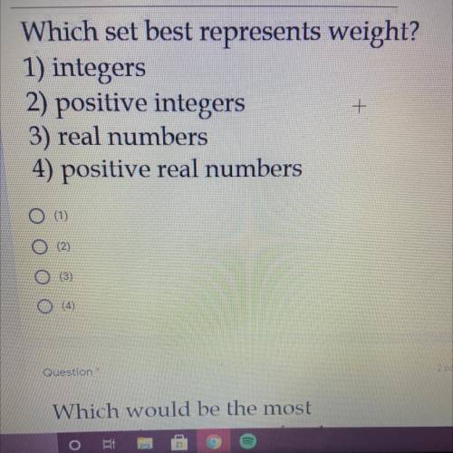 Which set best represents weight?