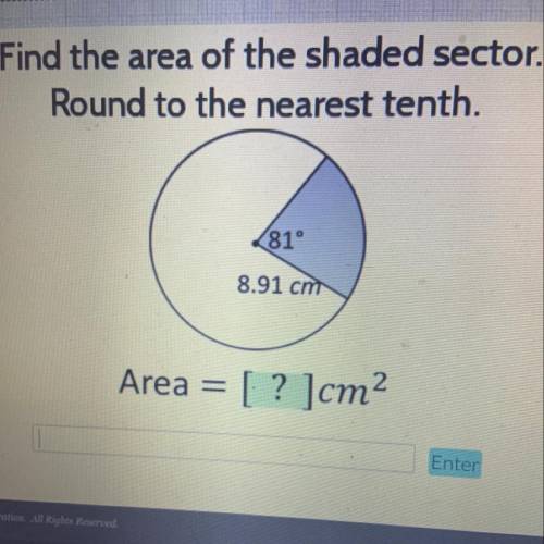 Find the area of the shaded sector. PLZ HELP!:)
