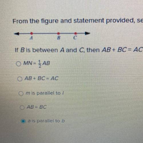 From the figure and statement provided, Select the proper TO PROVE statement. If B is between A and