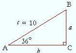 Solve the right triangle ABC (round to the nearest tenth):
angle B = 
a = 
b =