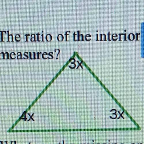 The ratio of the interior angles of a triangle is 3: 3:4. What are the angle
measures