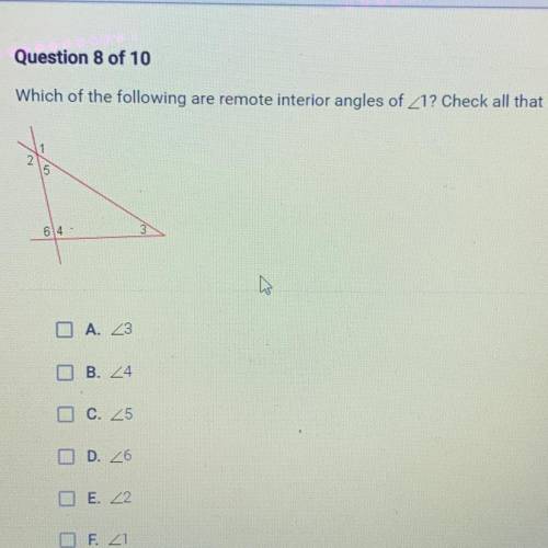 Which of the following are remote interior angles of <1??