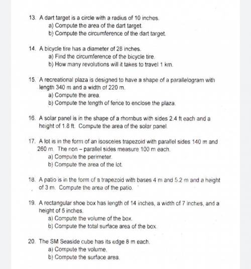 Please answer 13-20.