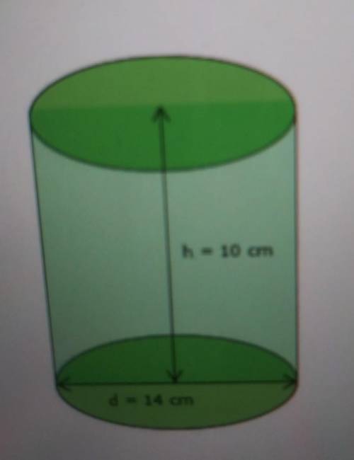 Find the surface area and volume of a cylinder with a diameter equal to 14 cm and a height equal to