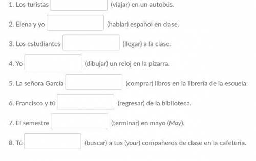 Fill in the blanks with the present tense of the verbs in parentheses.

Modelo: La estudiante cant