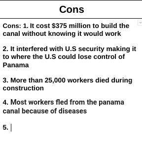 What is one con for the panama canal?
