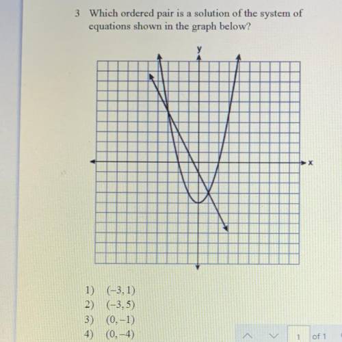 Which ordered pair is a solution of the system of equations shown in the graph below?