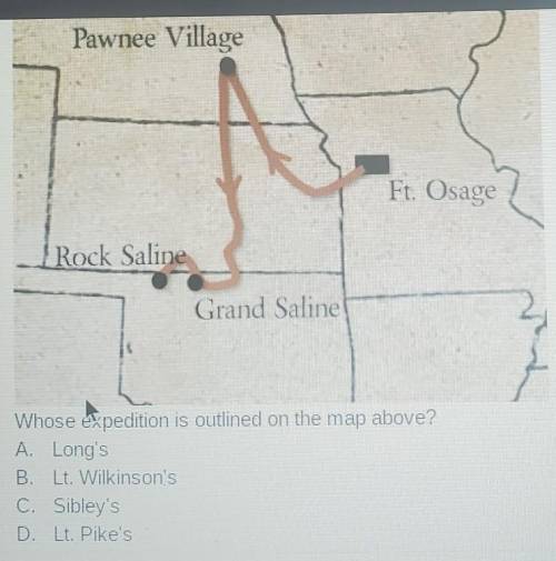 Analyze the map below and answer the question that follows. Pawnee Village Ft. Osage Rock Saline Gr