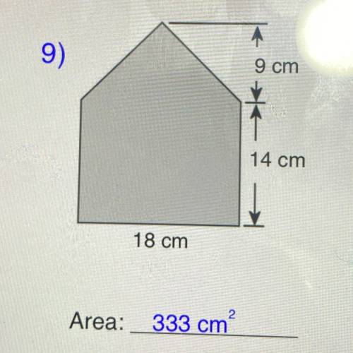 Find the area of the Compound shape
The answer is 333 cm^2
I just need the steps....