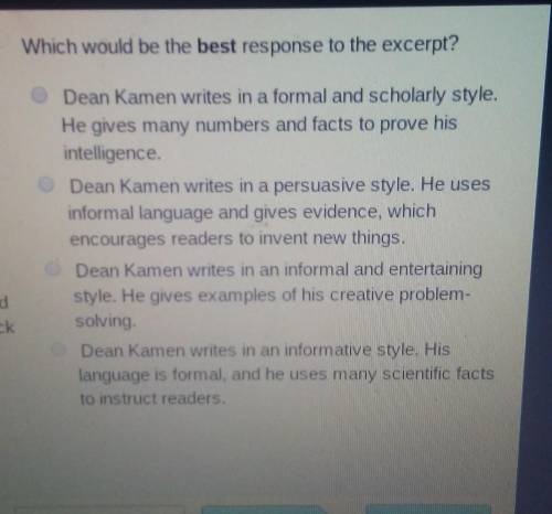 Amelia is writing response to this excerpt from  On becoming an I inventor by Dean Kamen. Which w