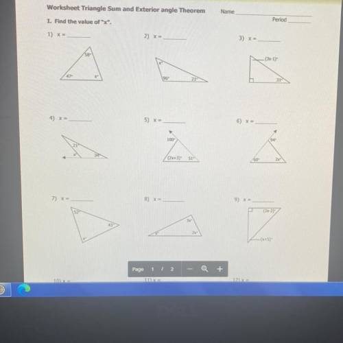 Worksheet Triangle Samand Exterior angle Theorem
I Find the value of
land
