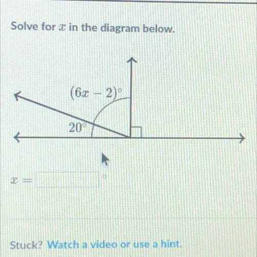 PLEASE HELP ME ASAP
Solve for x in the diagram below