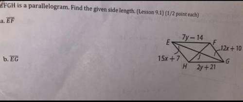 EFGH is a parallelogram. Find the given side length. Please help