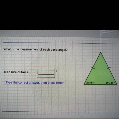 What is the measurement of each base angle?
