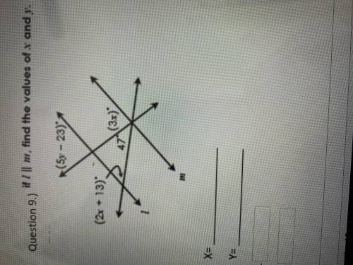 If I parallel m, find the value of x and y
