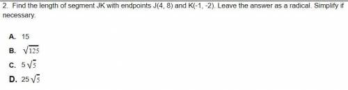 Find the length of segment JK with endpoints J(4, 8) and K(-1, -2). Leave the answer as a radical.