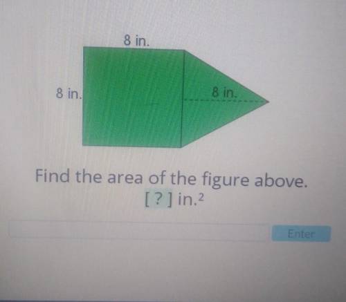 8 in. 8 in. 8 in Find the area of the figure above, [?] in