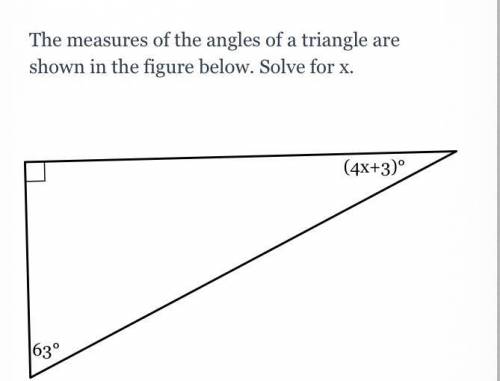 The measures of the angles of a triangle are shown in the figure below