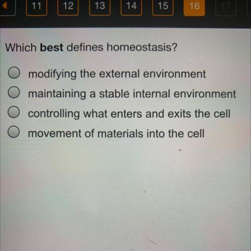 Which best defines homeostasis?￼