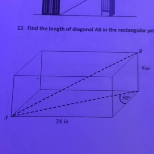 Find the length of a diagonal AB in the rectangular prism. Answer rounded to one decimal place.