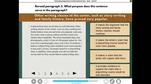 Reread paragraph 3. What purpose does this sentence serve in the paragraph? (I-Ready)