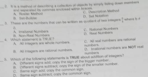 Answer the questions 2 and 5 please don't mind the questions 3 and 4

No trolls allowed or I will