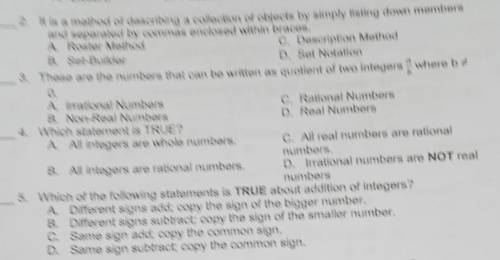 Answer the questions 2 and 5 please don't mind the questions 3 and 4

 
No trolls allowed or I will