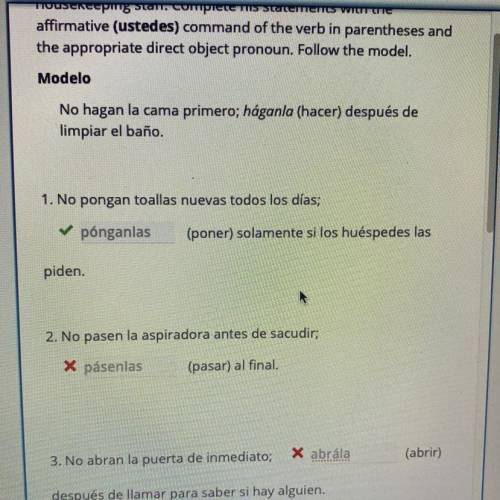 PLEASE HELP!! SPANISH 2 AFFIRMATIVE COMMANDS WITH PRONOUNS