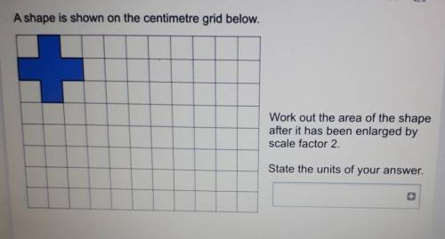 A shape is shown on the centimetre grid below.

Work out the area of the shape after it has been e